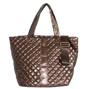 The Debra Diamond Quilted Nylon Tote Bag Cocoa Mocha